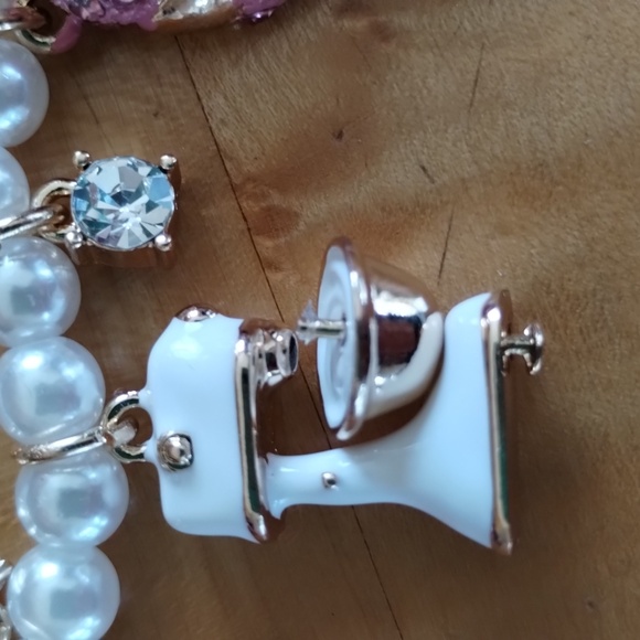 Betsey Johnson Kitchen Charm Choker Necklace Faux Pearl 7-11" Nwt - Picture 9 of 9